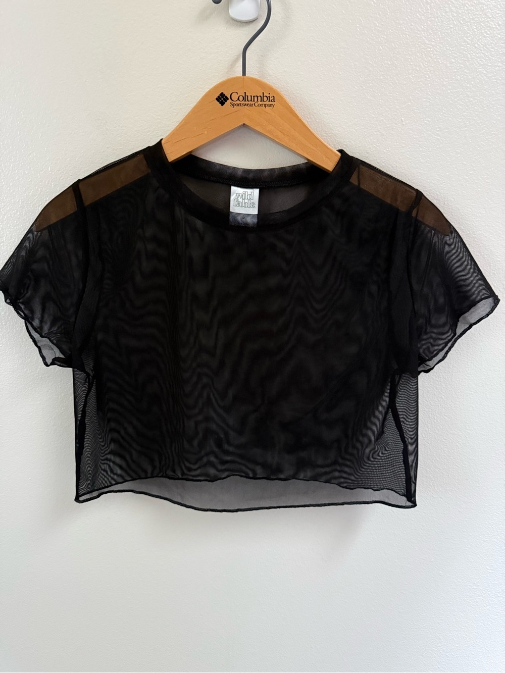 wild fable Sheer Black Cropped Short Sleeve Tee